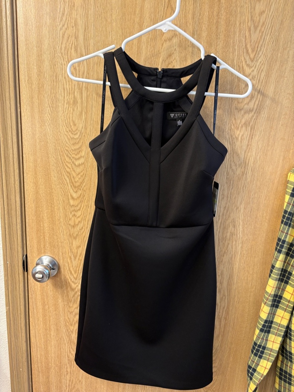 GUESS Black Strappy Mini Dress with Cutout Neckline